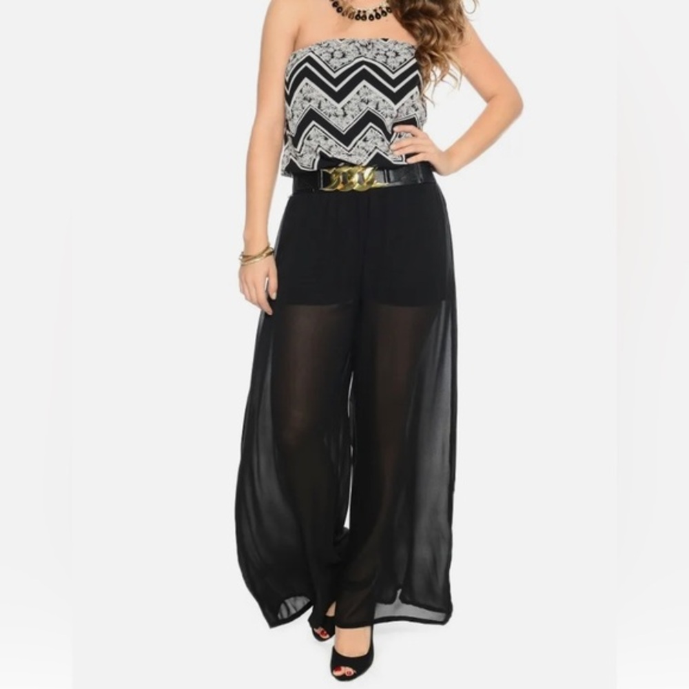 Heartsoul Palazzo Strapless Jumpsuit Pants Size XS